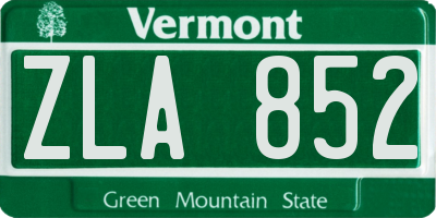 VT license plate ZLA852