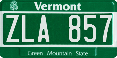VT license plate ZLA857