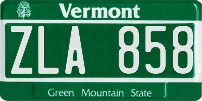 VT license plate ZLA858