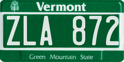 VT license plate ZLA872