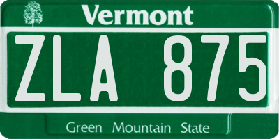 VT license plate ZLA875