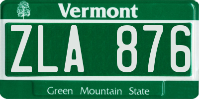 VT license plate ZLA876