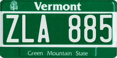 VT license plate ZLA885