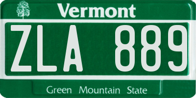 VT license plate ZLA889