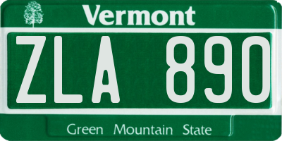 VT license plate ZLA890