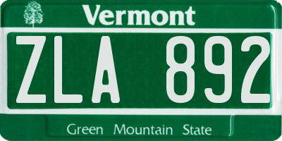 VT license plate ZLA892
