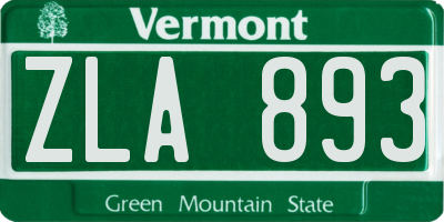 VT license plate ZLA893