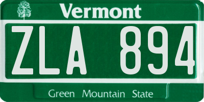VT license plate ZLA894