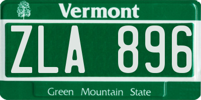VT license plate ZLA896