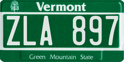 VT license plate ZLA897