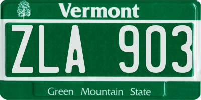 VT license plate ZLA903