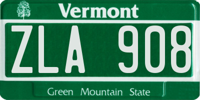 VT license plate ZLA908