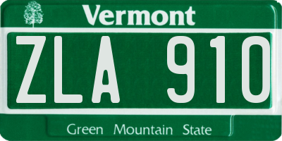 VT license plate ZLA910