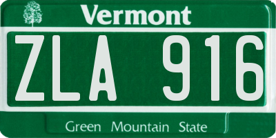 VT license plate ZLA916