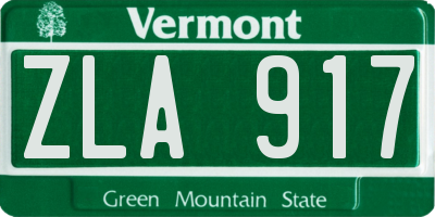 VT license plate ZLA917