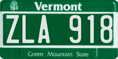 VT license plate ZLA918