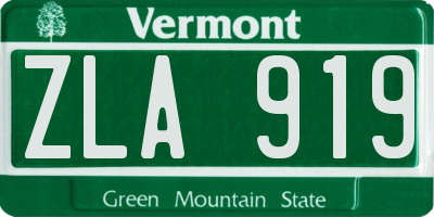VT license plate ZLA919