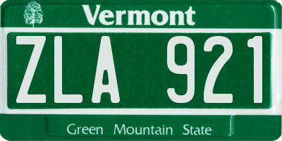 VT license plate ZLA921