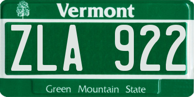 VT license plate ZLA922