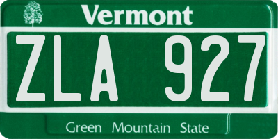 VT license plate ZLA927