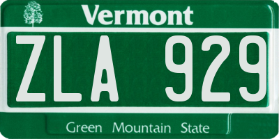 VT license plate ZLA929