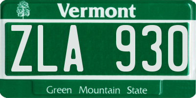 VT license plate ZLA930