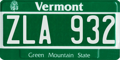 VT license plate ZLA932