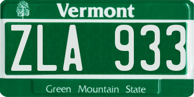VT license plate ZLA933