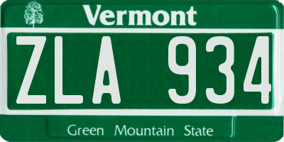 VT license plate ZLA934