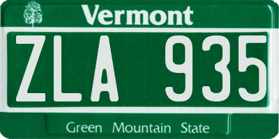 VT license plate ZLA935