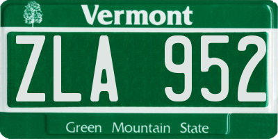 VT license plate ZLA952