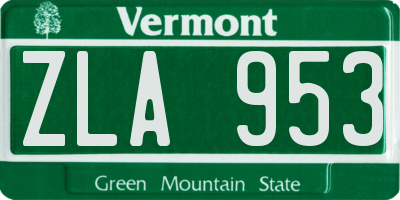 VT license plate ZLA953