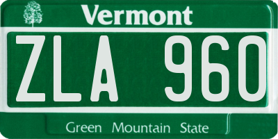 VT license plate ZLA960