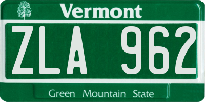 VT license plate ZLA962