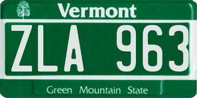 VT license plate ZLA963