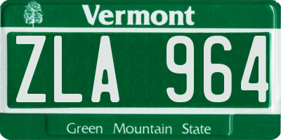 VT license plate ZLA964