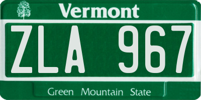 VT license plate ZLA967