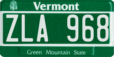 VT license plate ZLA968