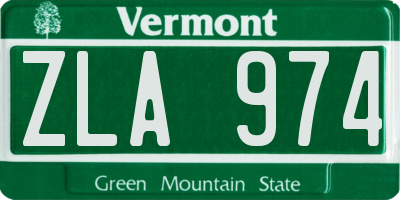 VT license plate ZLA974