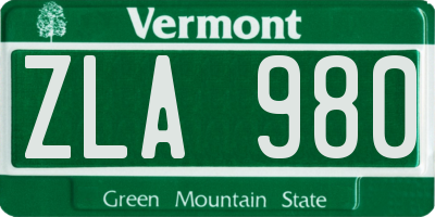 VT license plate ZLA980