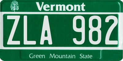 VT license plate ZLA982