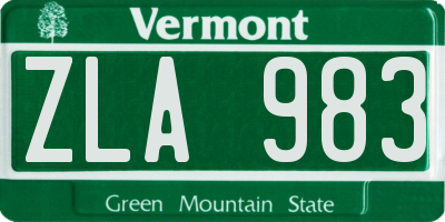 VT license plate ZLA983