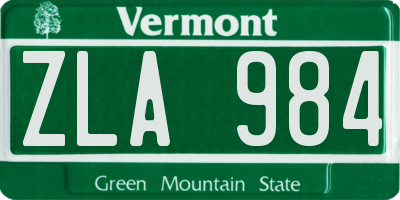 VT license plate ZLA984