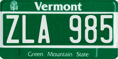 VT license plate ZLA985