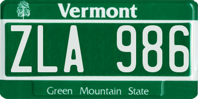 VT license plate ZLA986