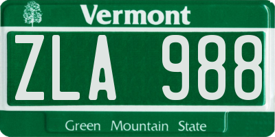 VT license plate ZLA988