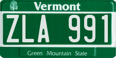 VT license plate ZLA991