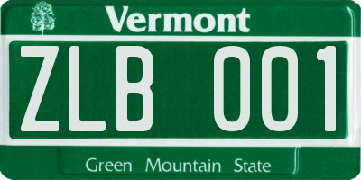VT license plate ZLB001