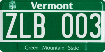 VT license plate ZLB003