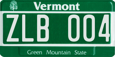 VT license plate ZLB004